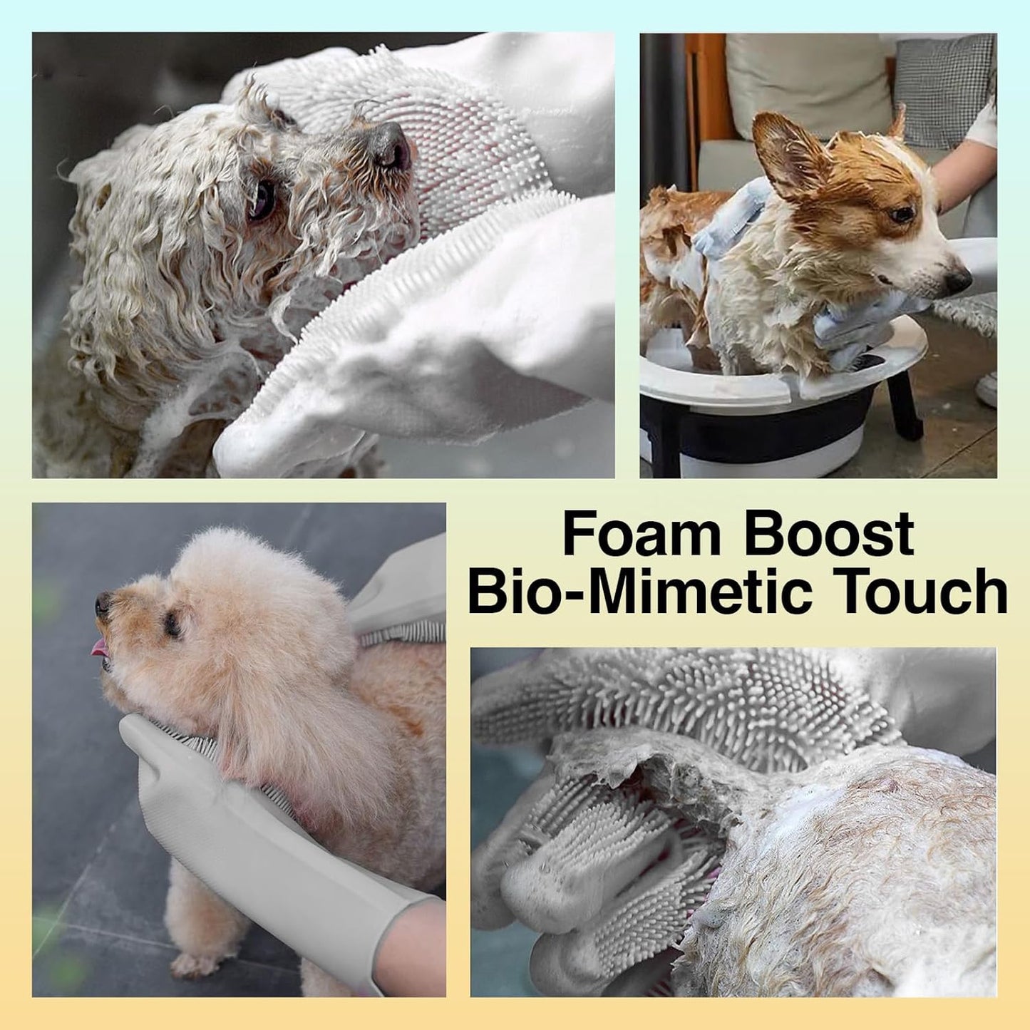  5-Finger Silicone Deshedding and Massage Gloves for Dogs and Cats 