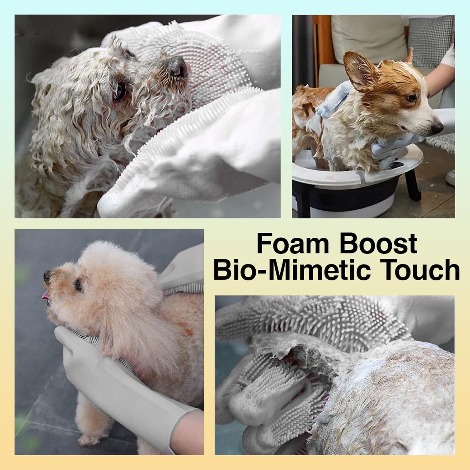  5-Finger Silicone Deshedding and Massage Gloves for Dogs and Cats 