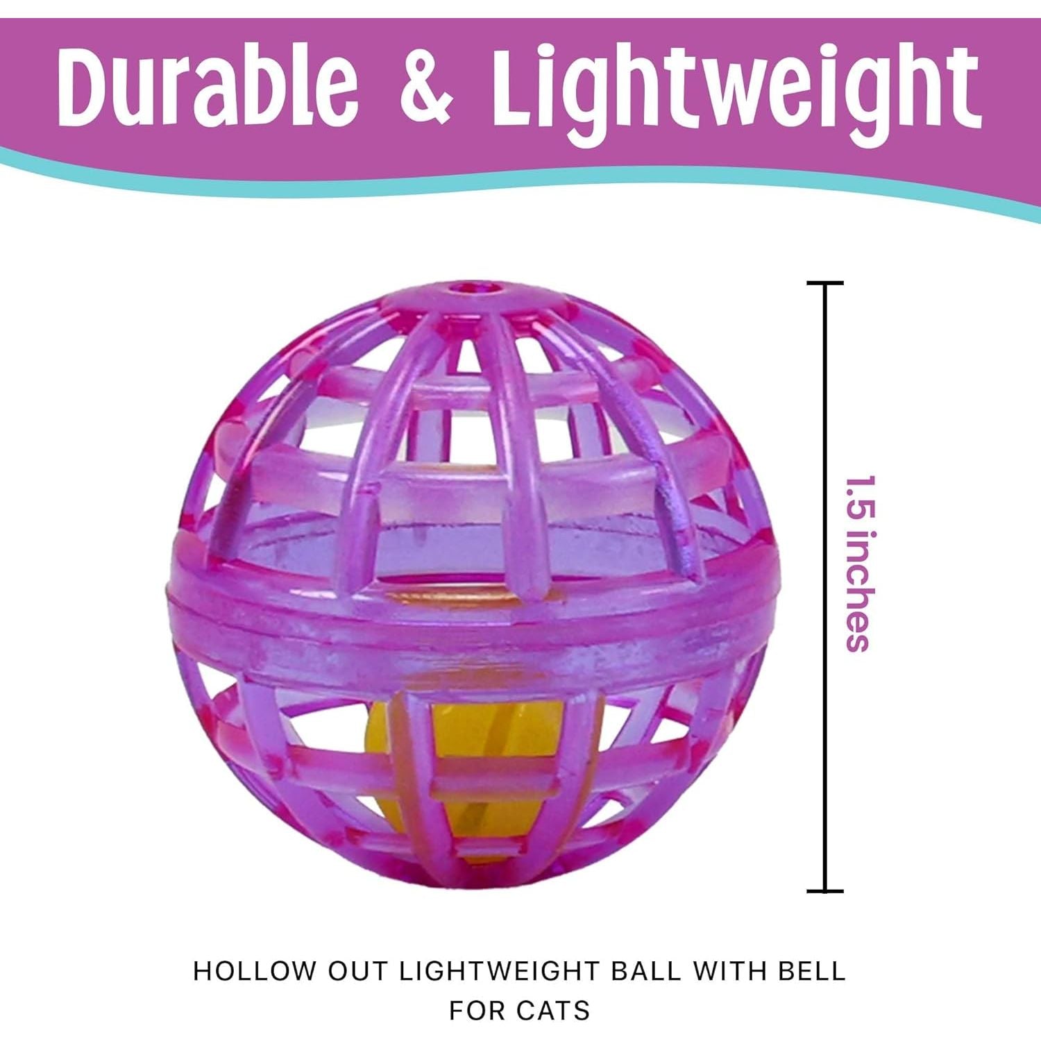 Durable, Fun Balls with Bells Perfect for Swatting and Batting, Colorful Toys to Entertain Indoor Cats and Kittens, - 1.5 Inch, 4 Pcs