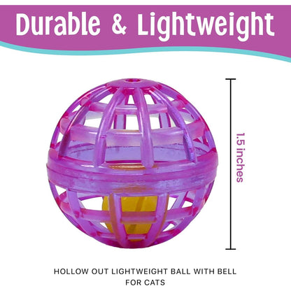 Durable, Fun Balls with Bells Perfect for Swatting and Batting, Colorful Toys to Entertain Indoor Cats and Kittens, - 1.5 Inch, 4 Pcs