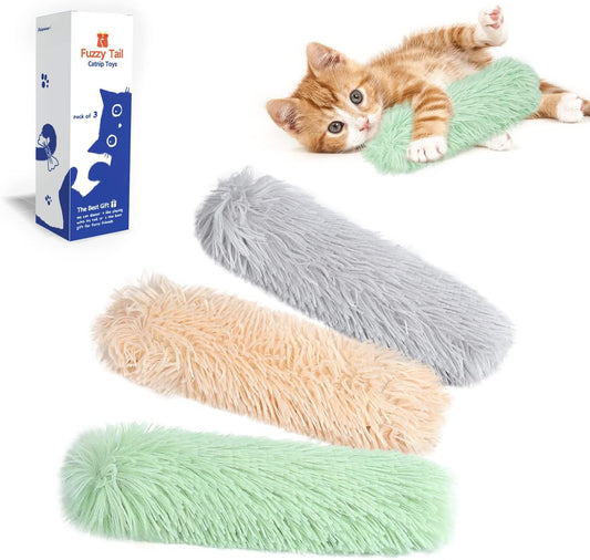 Potaroma Interactive Catnip Pillow Toys - 3 Pack of Soft Crinkle Kickers for Kittens, Perfect for Play and Exercise