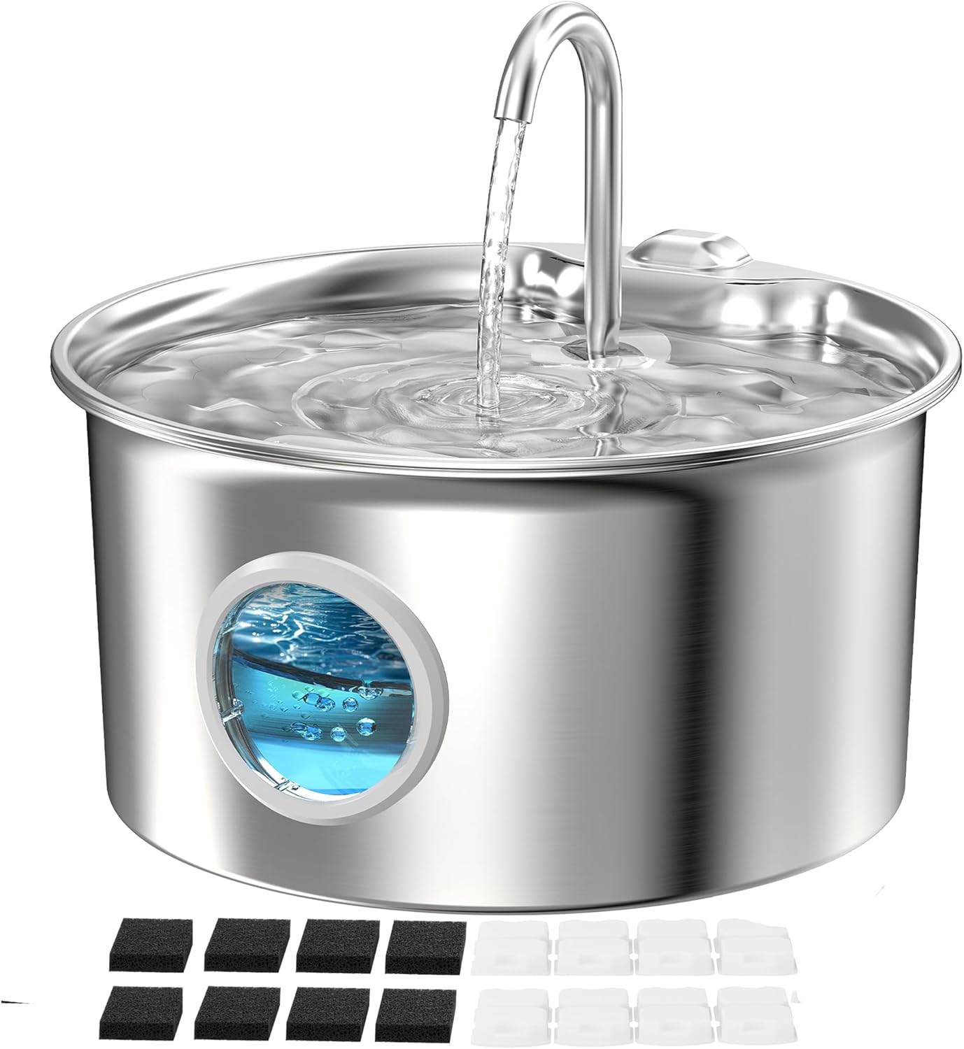 Cat Water Fountain Stainless Steel: Cat Fountain for Drinking - 88Oz/2.6L Pet Water Fountain for Cats Indoor - Quiet Cats Water Bowl Dispenser - Pets Feeding & Watering Supplies - for Small Animals