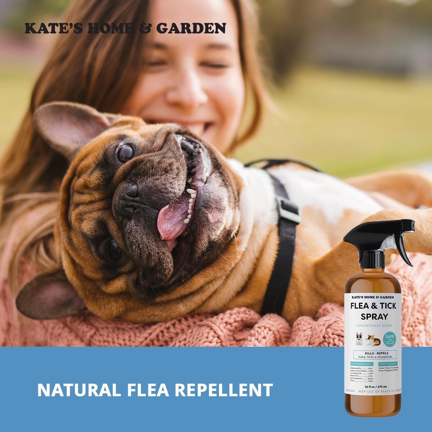  Flea and Tick Spray for Dogs and Cats – 16 Oz – Effectively Kills and Repels Fleas, Ticks, and Mosquitoes – Safe for Pets