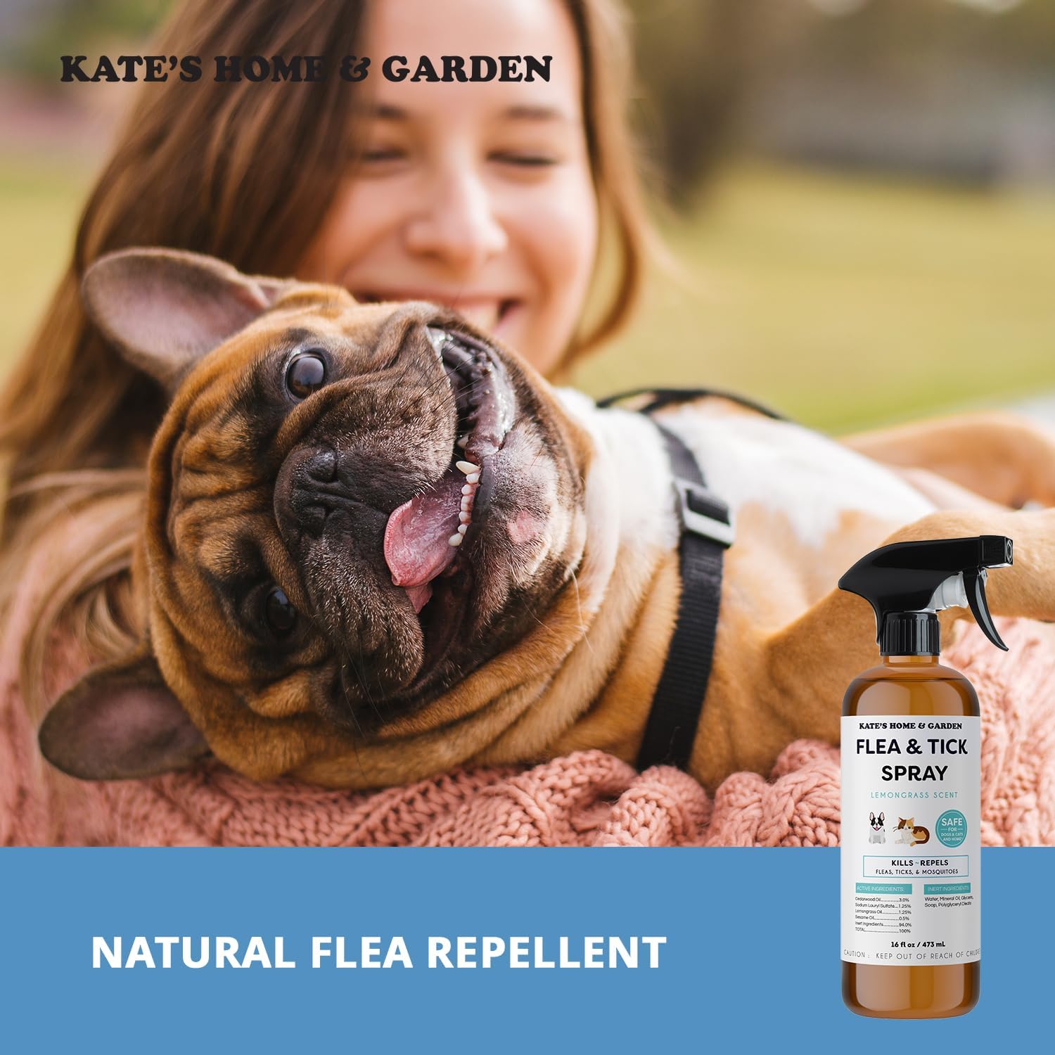  Flea and Tick Spray for Dogs and Cats – 16 Oz – Effectively Kills and Repels Fleas, Ticks, and Mosquitoes – Safe for Pets