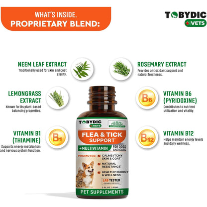 Natural Flea & Tick Prevention Multivitamin for Dogs and Cats - Made in the USA