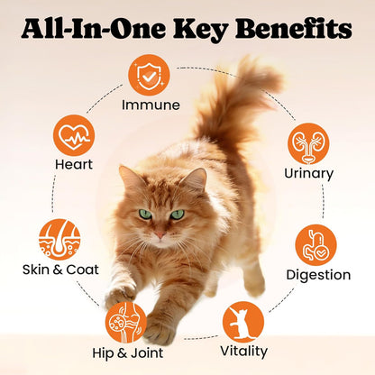 Cat Multivitamin Supplement with L-Lysine and Taurine – 12 Essential Vitamins and 5 Minerals for Immune, Joint, and Skin Support – 450 Chews