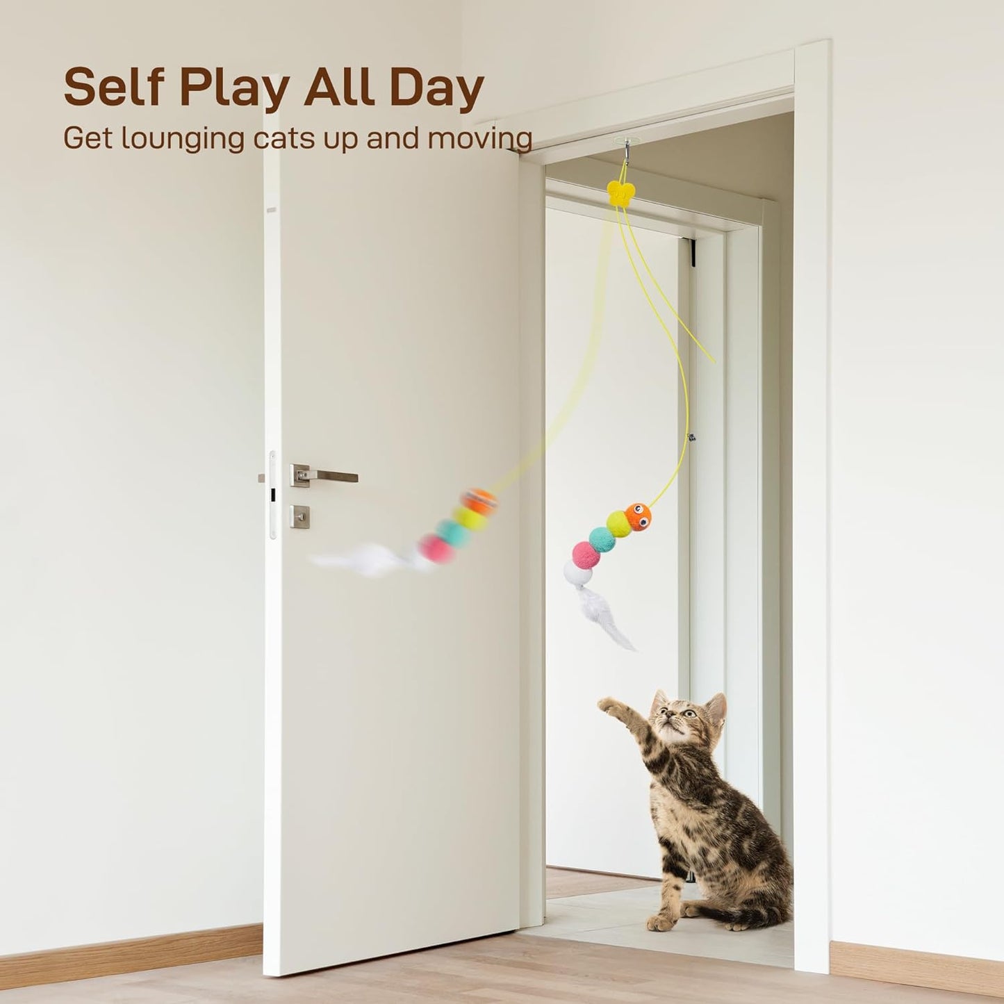 Interactive Cat Feather Toys - Retractable Teaser for Indoor Play and Exercise
