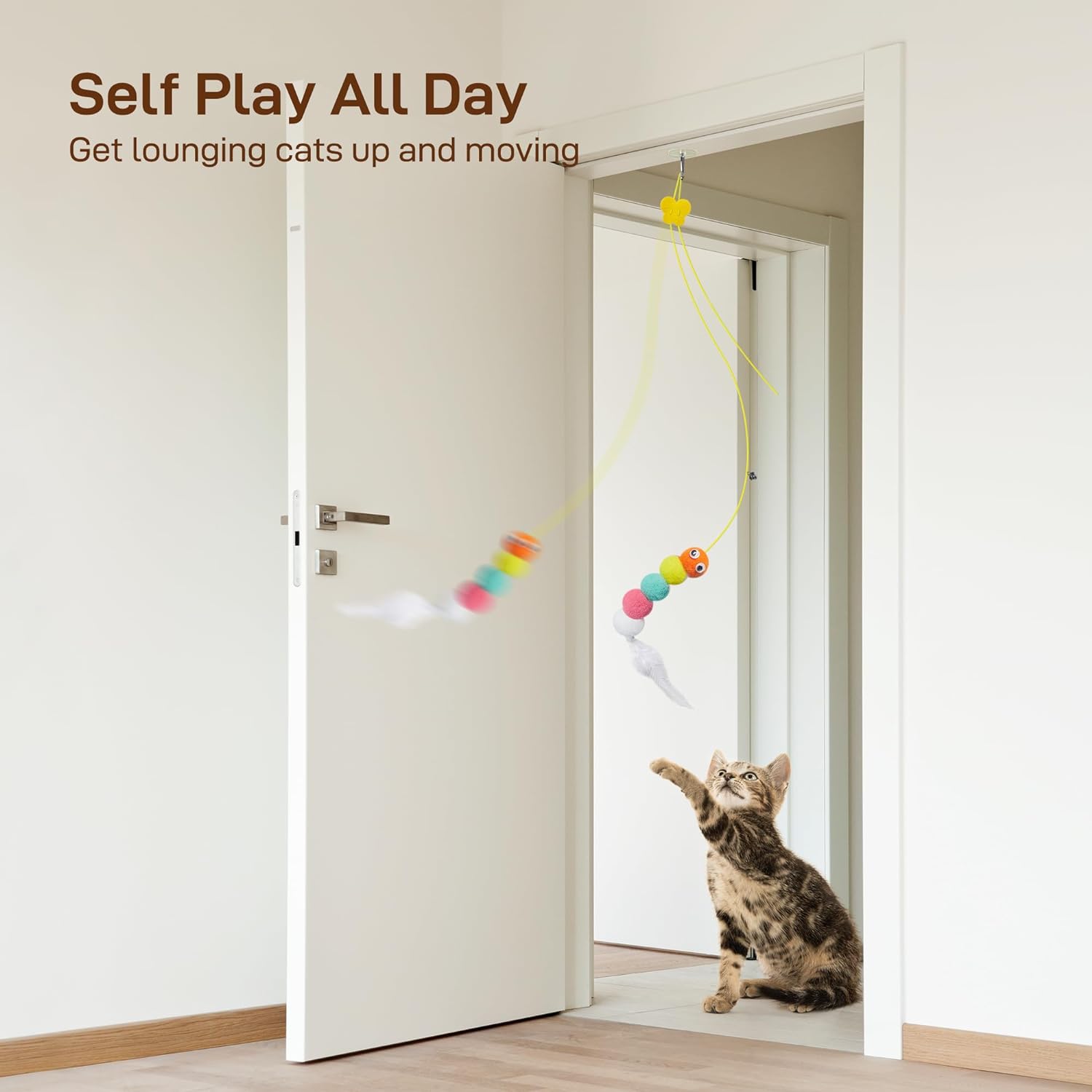 Interactive Cat Feather Toys - Retractable Teaser for Indoor Play and Exercise