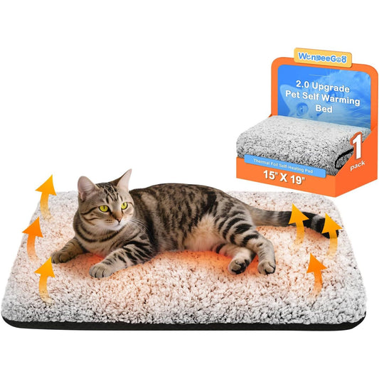 Self-Warming Cat Bed with Removable Washable Cover, Non-Slip Design, 15" x 19