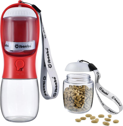 Cibaabo 2-in-1 Dog Water Bottle with Food Container - Perfect for Outdoor Adventures with Your Puppy!