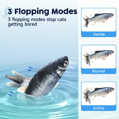 Exciting Potaroma Catnip Flopping Fish Toy - Interactive Kicker for Cats and Small Dogs, 10.5" Plush Carp with Motion Sensor