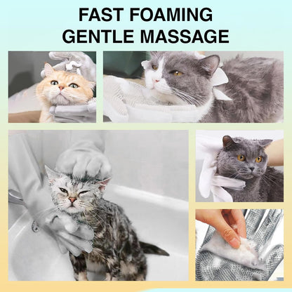  5-Finger Silicone Deshedding and Massage Gloves for Dogs and Cats 