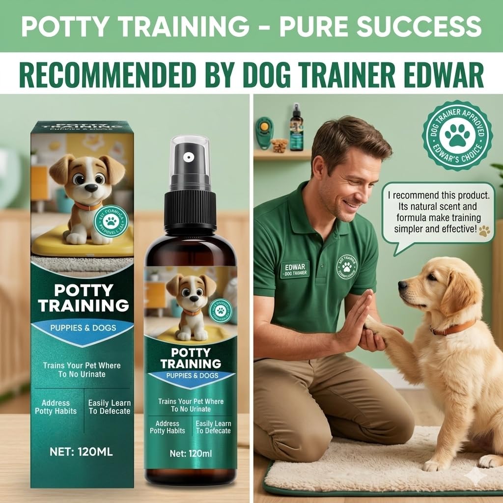 Dog Potty Training Spray - Indoor and Outdoor Training Aid for Potty Pads, Grass, and Patios, Gentle Guidance Solution for New Dogs and Puppies