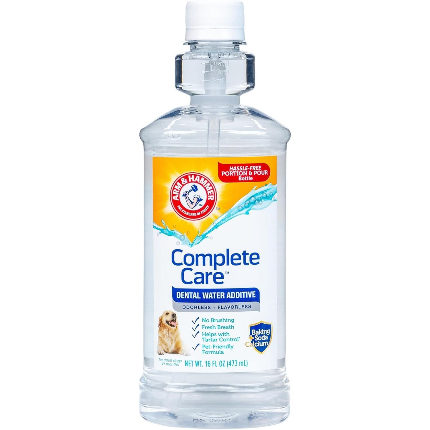Dental Water Additive for Dogs, 16 Fl Oz, Odorless and Flavorless Breath Freshener with Baking Soda for Tartar Control