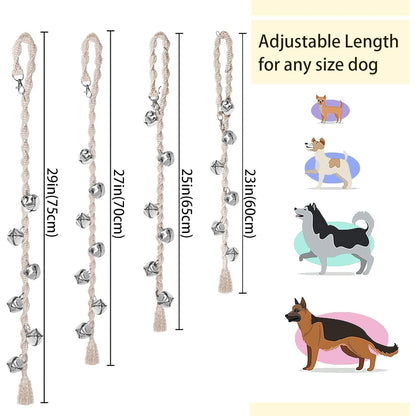 Adjustable Handmade Dog Door Bell for Potty Training - Premium Twisted Yarn, Beige