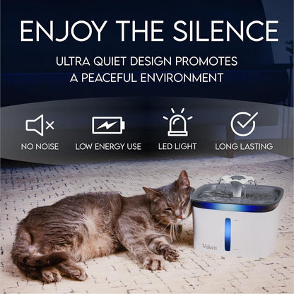 Award-Winning Automatic Pet Water Fountain with Replacement Filters for Cats and Dogs (Grey, Plastic)