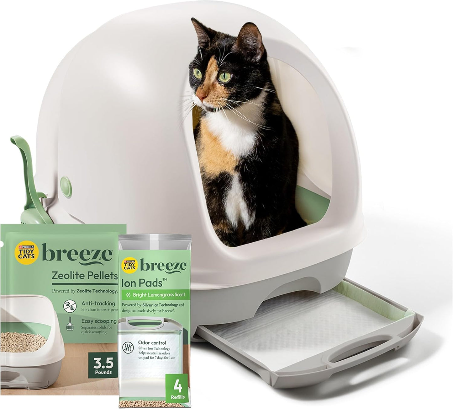 Transform Your Cat's Litter Experience with the Purina Tidy Cats Breeze Hooded Litter Box System - Complete Starter Kit with Pellets & Pads
