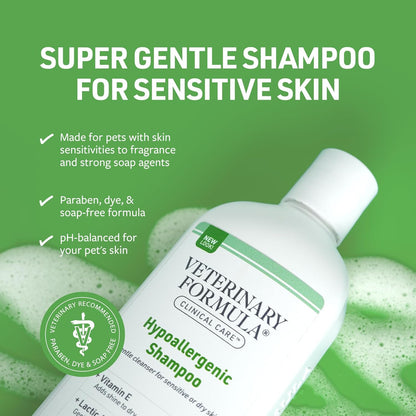 Hypoallergenic Shampoo for Dogs and Cats, 16 oz – Gentle Fragrance-Free Solution for Allergies and Sensitive Skin, Promotes Healthy Skin and Coat