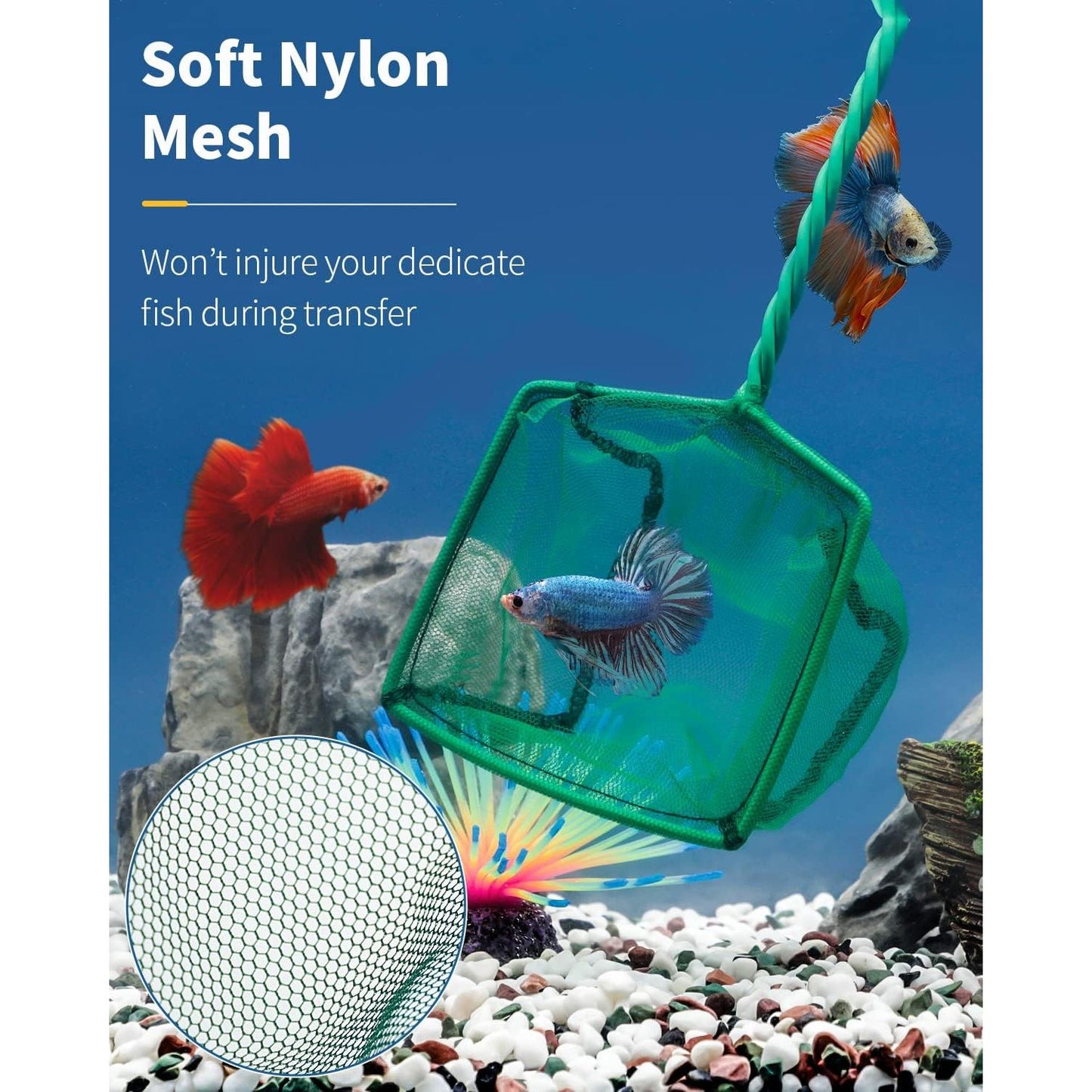 Square Soft Fine Mesh Net for Skimming Sludge, Food Residue, and Waste in Fish Tanks, Small Koi Ponds, and Pools