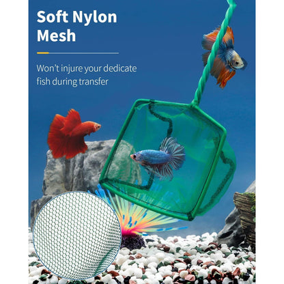 Square Soft Fine Mesh Net for Skimming Sludge, Food Residue, and Waste in Fish Tanks, Small Koi Ponds, and Pools