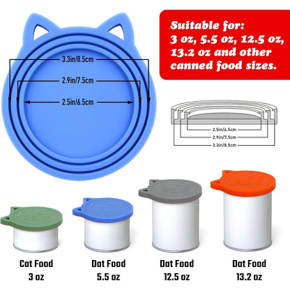Silicone Food Can Covers - 4 Pack, Universal BPA-Free Lids for Standard Size Pet Food Cans