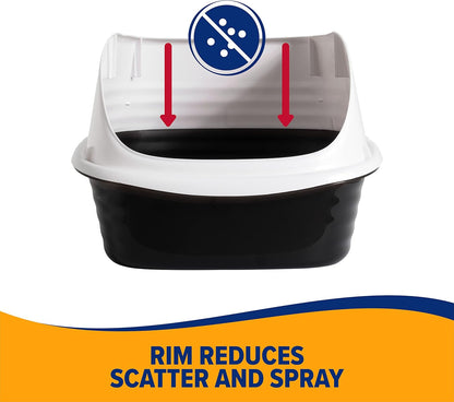 Arm & Hammer Rimmed Cat Litter Box - High-Sided Design with Odor Protection, Perfect for Indoor Cats