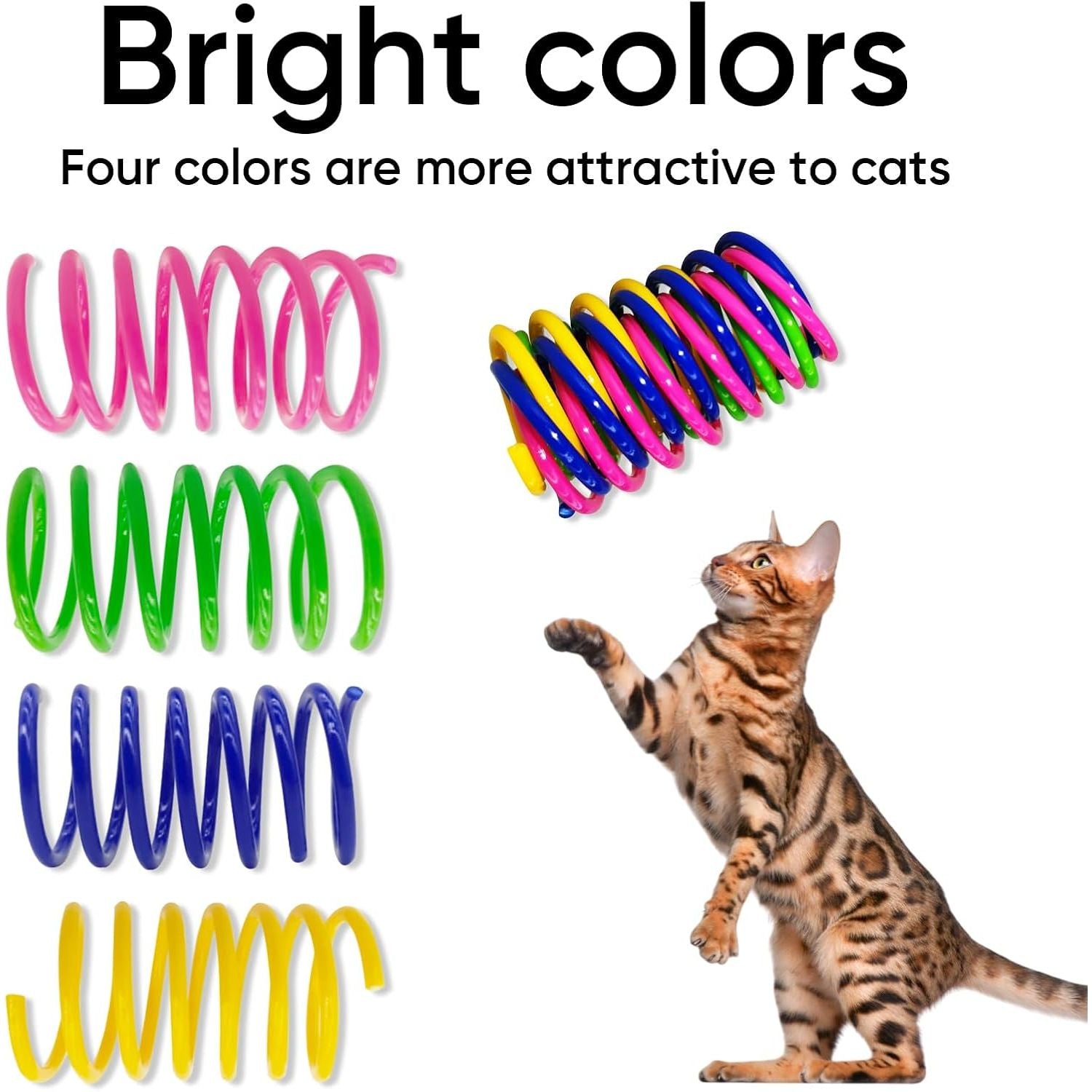 30-Pack Interactive Cat Spring Toys - Durable Colorful Plastic Spiral Springs for Indoor Cats and Kittens