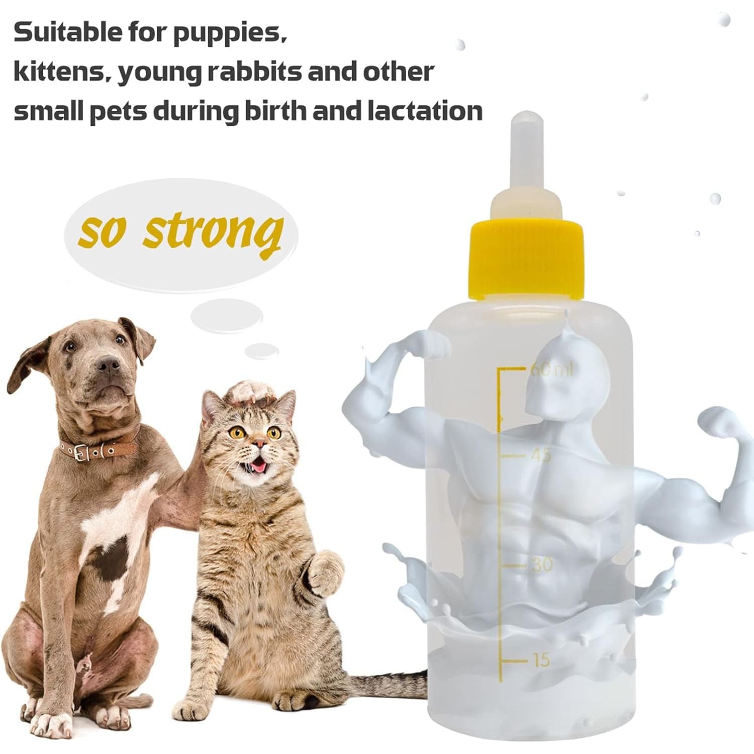 Puppy Kitten Bottle for Nursing, Newborn Baby Dog Cat Rabbit Feeding Bottles with Nipples Feeder Kit