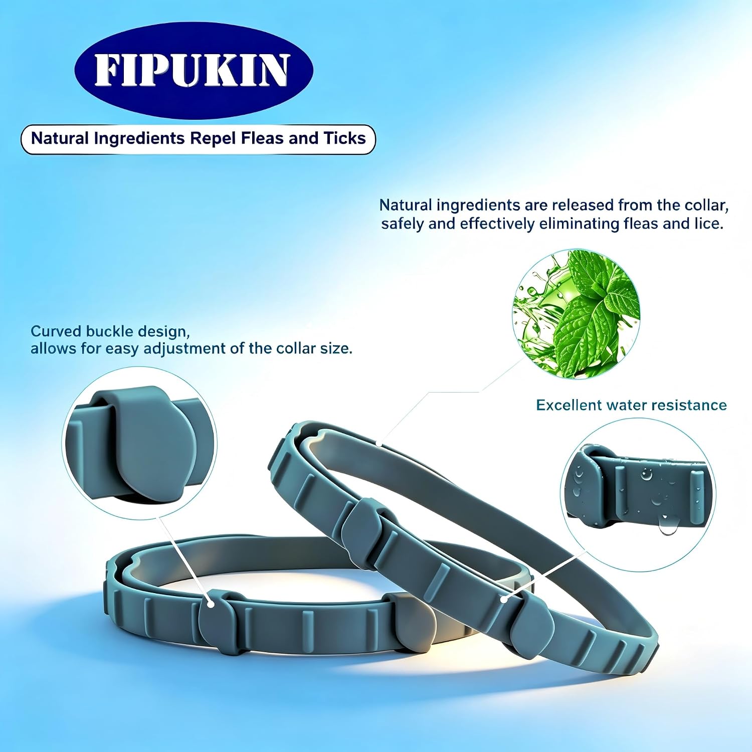 Natural Flea and Tick Repellent Collar for Cats - Safe, Effective, Waterproof, 8 Months Protection, Includes Free Comb, One Size Fits All (13.8 Inches), 2-Pack