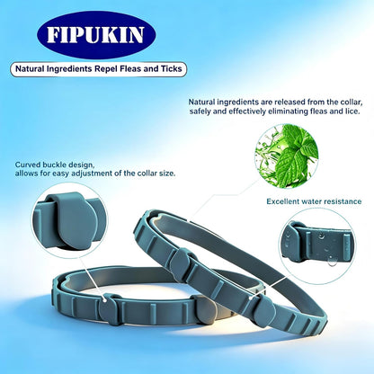 Natural Flea and Tick Repellent Collar for Cats - Safe, Effective, Waterproof, 8 Months Protection, Includes Free Comb, One Size Fits All (13.8 Inches), 2-Pack