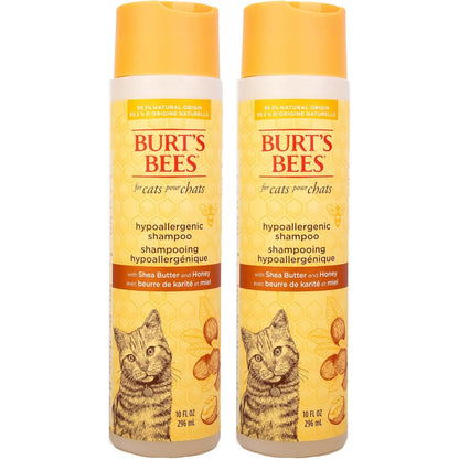 Burt’S Bees for Pets Hypoallergenic Cat Shampoo with Shea Butter and Honey, Gentle Kitten Shampoo for Indoor Cats with Dry or Sensitive Skin, Cat Bathing Supplies, 10 Fl Oz