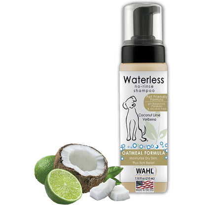  No Rinse Pet Shampoo - Coconut Lime Verbena Scent - Oatmeal Formula for Cleansing, Conditioning, Detangling, and Moisturizing Dog Fur - 7.1 Oz 