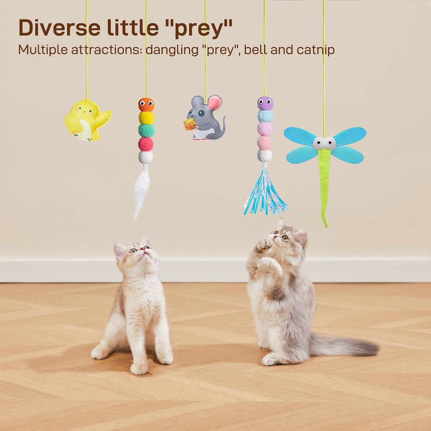 Interactive Cat Feather Toys - Retractable Teaser for Indoor Play and Exercise