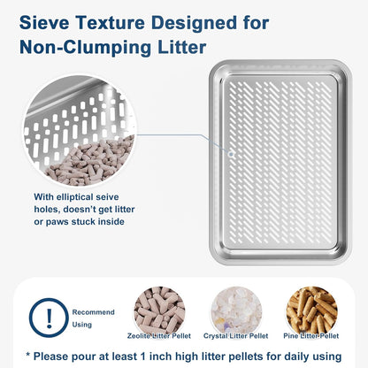 Premium Stainless Steel Sifting Litter Box with Lid - Perfect for High Peeing Cats, Easy to Clean, and Odor-Resistant Design