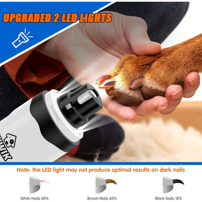  Electric Pet Nail Trimmers with LED Light - Dual-Speed, Quiet Clippers for Dogs and Cats of All Sizes