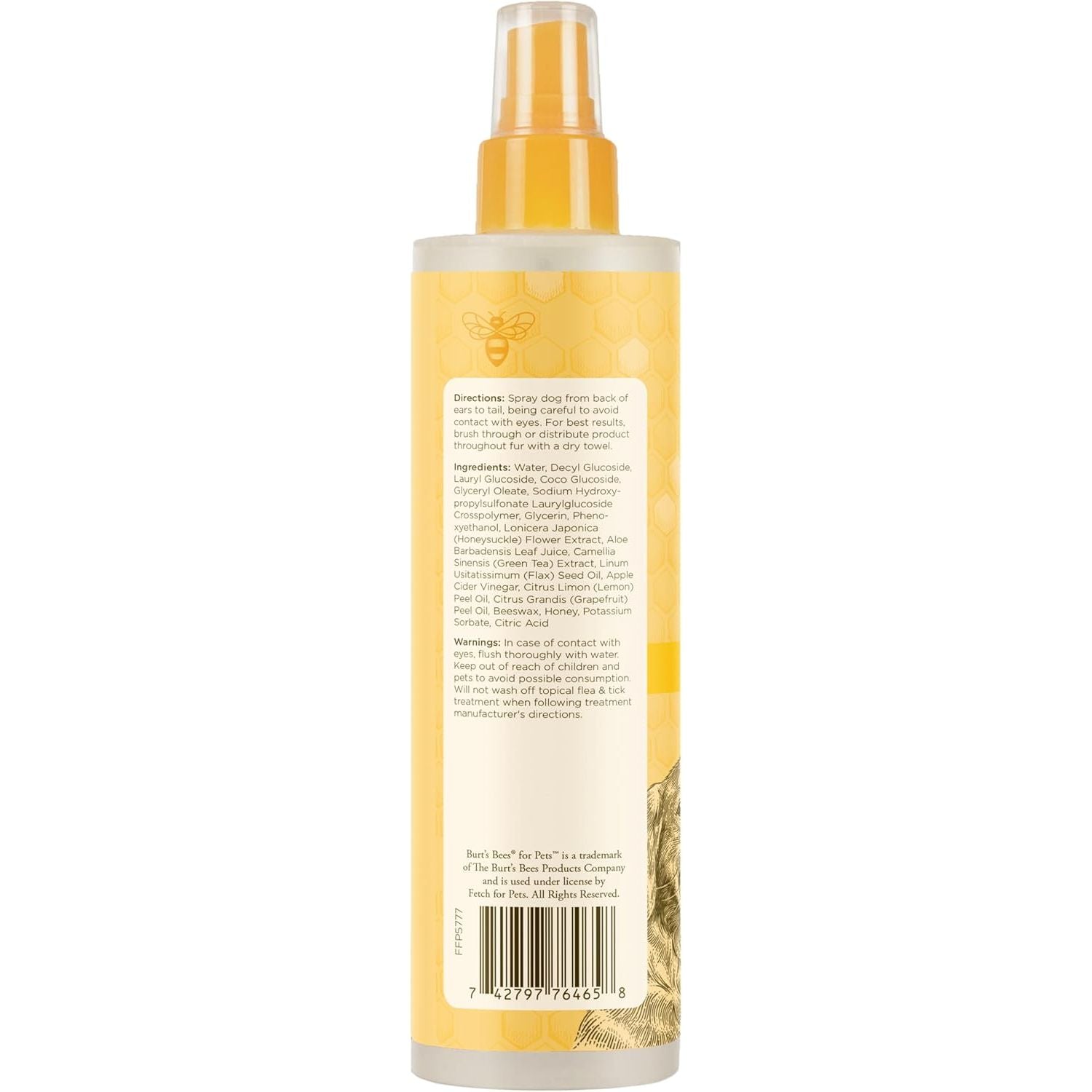 Natural Dog Detangling and Deodorizing Spray, pH Balanced, Paraben and Sulfate Free, 10 Fl Oz