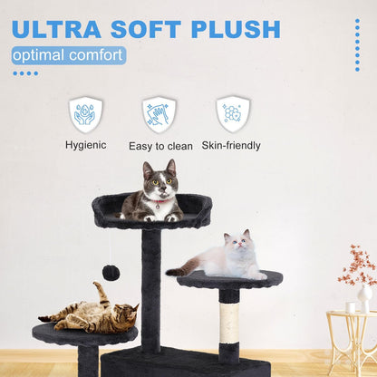 Elevate Playtime: FDW 54-Inch Dark Gray Multi-Level Cat Tree Tower with Scratching Posts, Condos, Plush Perches & Toys – Perfect for Kittens & Cats!