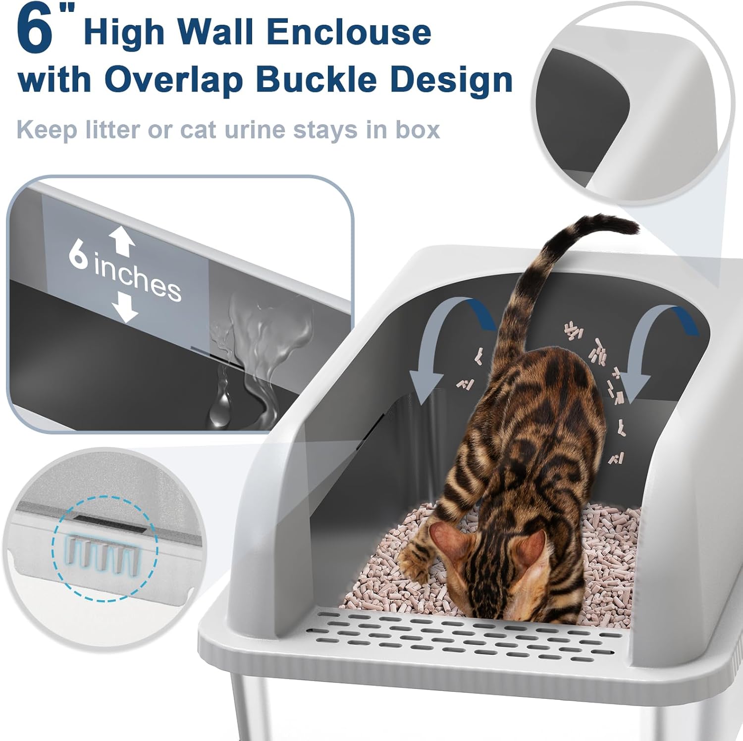 Premium Stainless Steel Sifting Litter Box with Lid - Perfect for High Peeing Cats, Easy to Clean, and Odor-Resistant Design