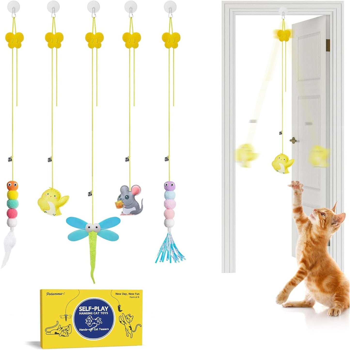 Interactive Cat Feather Toys - Retractable Teaser for Indoor Play and Exercise