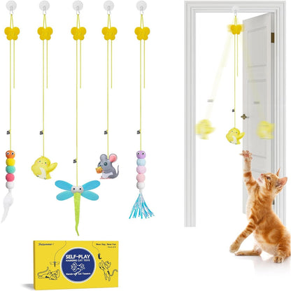 Interactive Cat Feather Toys - Retractable Teaser for Indoor Play and Exercise