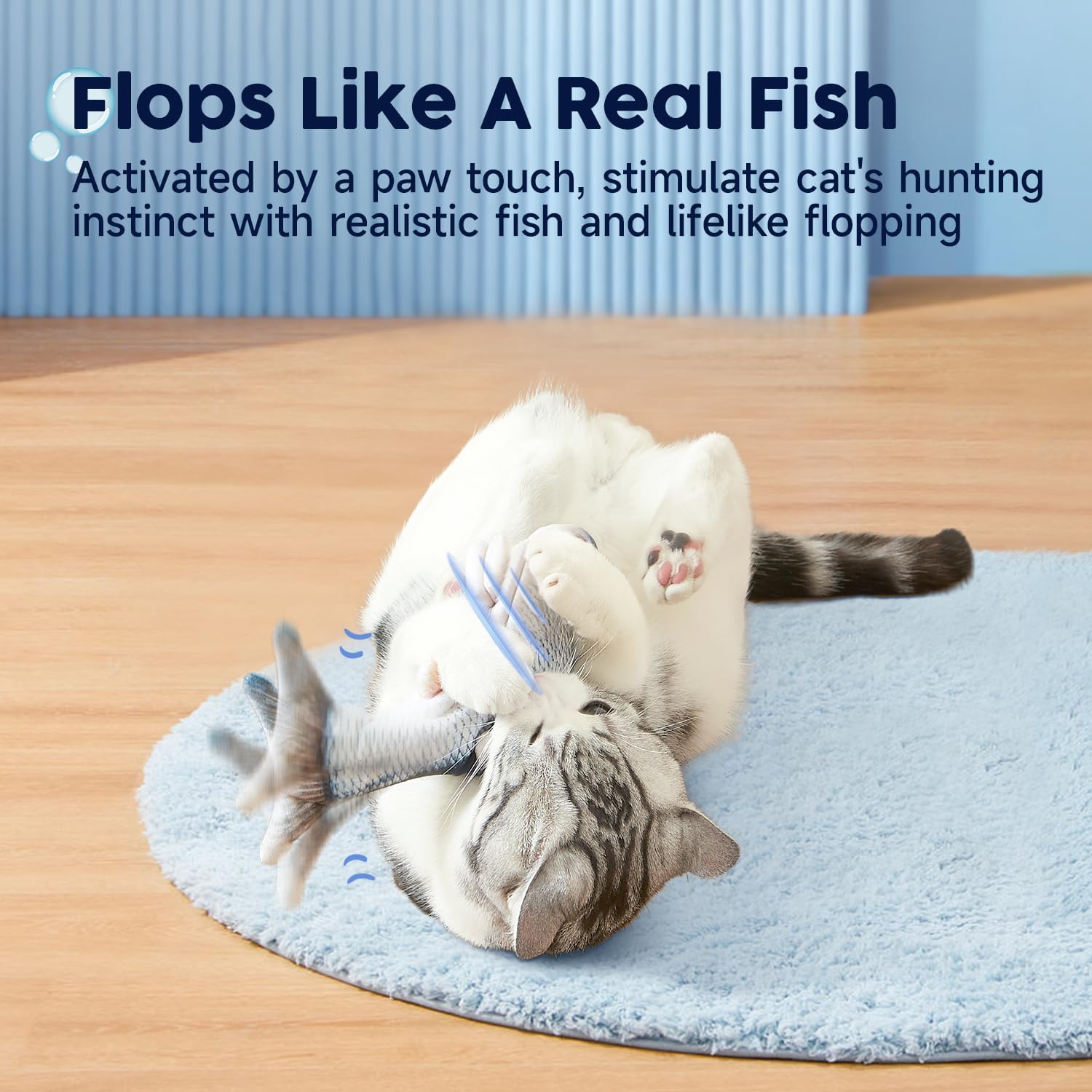 Exciting Potaroma Catnip Flopping Fish Toy - Interactive Kicker for Cats and Small Dogs, 10.5" Plush Carp with Motion Sensor