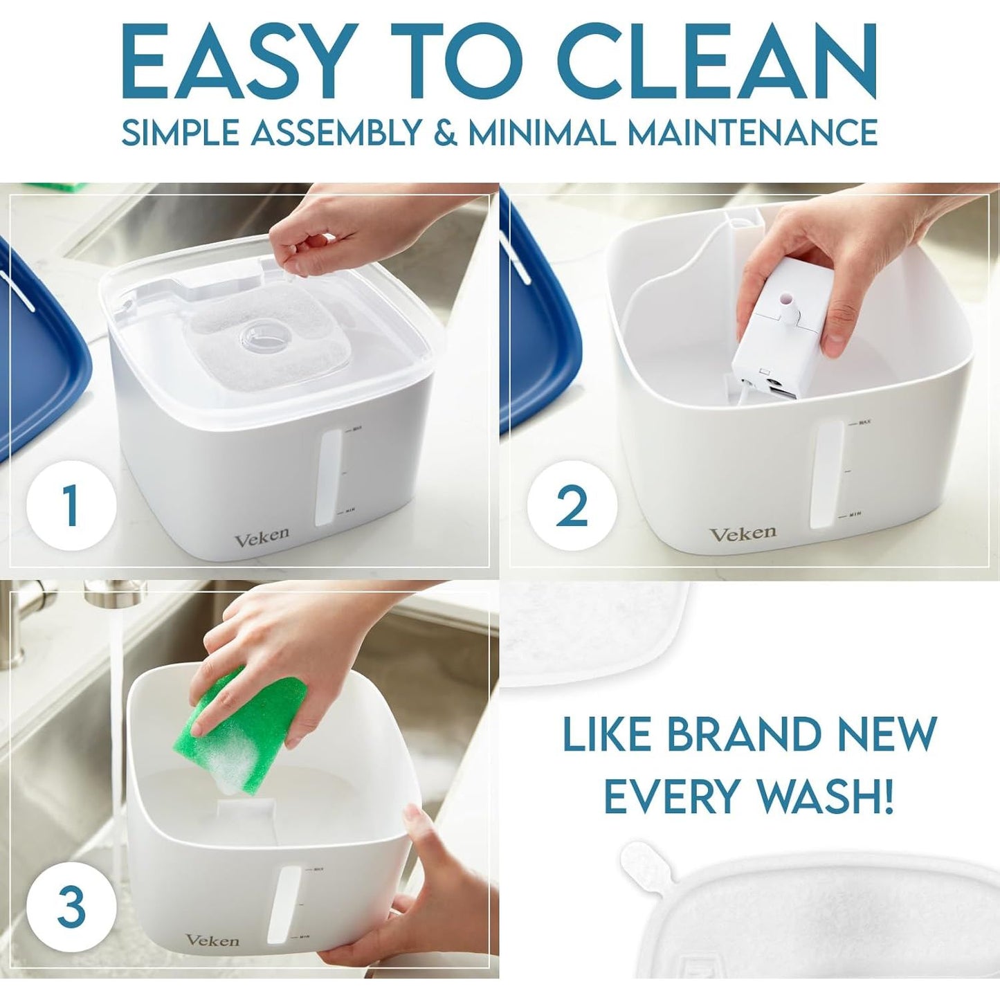 Award-Winning Automatic Pet Water Fountain with Replacement Filters for Cats and Dogs (Grey, Plastic)