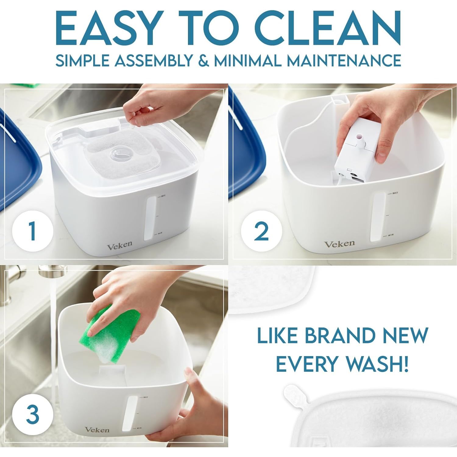 Award-Winning Automatic Pet Water Fountain with Replacement Filters for Cats and Dogs (Grey, Plastic)
