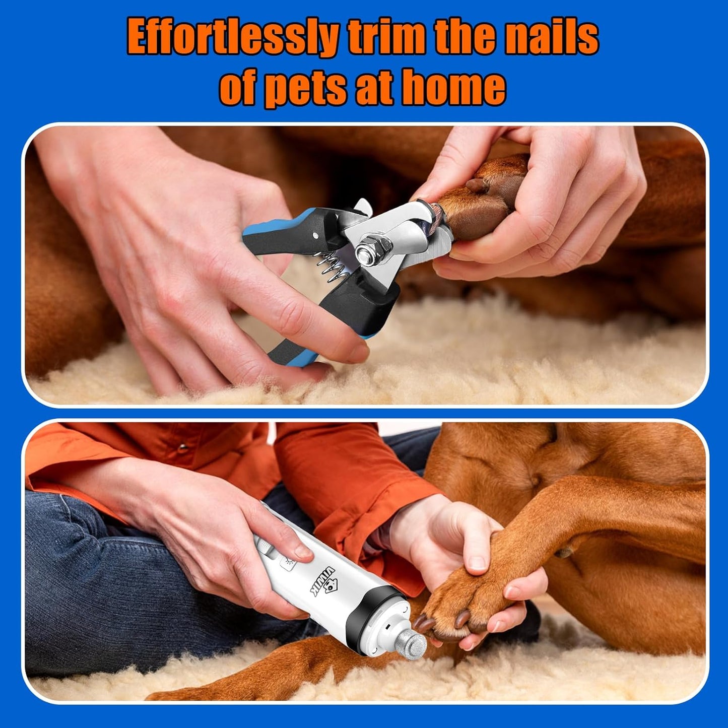 Electric Pet Nail Trimmers with LED Light - Dual-Speed, Quiet Clippers for Dogs and Cats of All Sizes