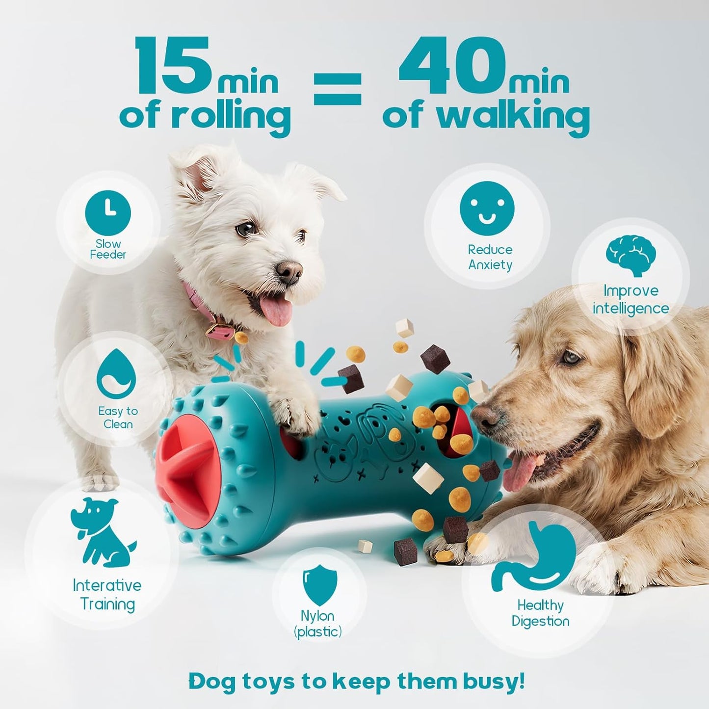  Interactive Dog Toys - Adjustable Treat Dispensing Puzzle for Cognitive Stimulation and Enrichment (Rigid Nylon)