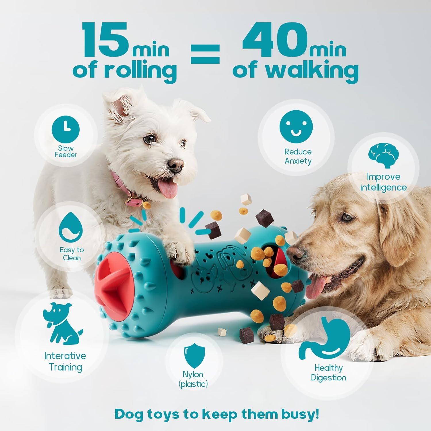  Interactive Dog Toys - Adjustable Treat Dispensing Puzzle for Cognitive Stimulation and Enrichment (Rigid Nylon)