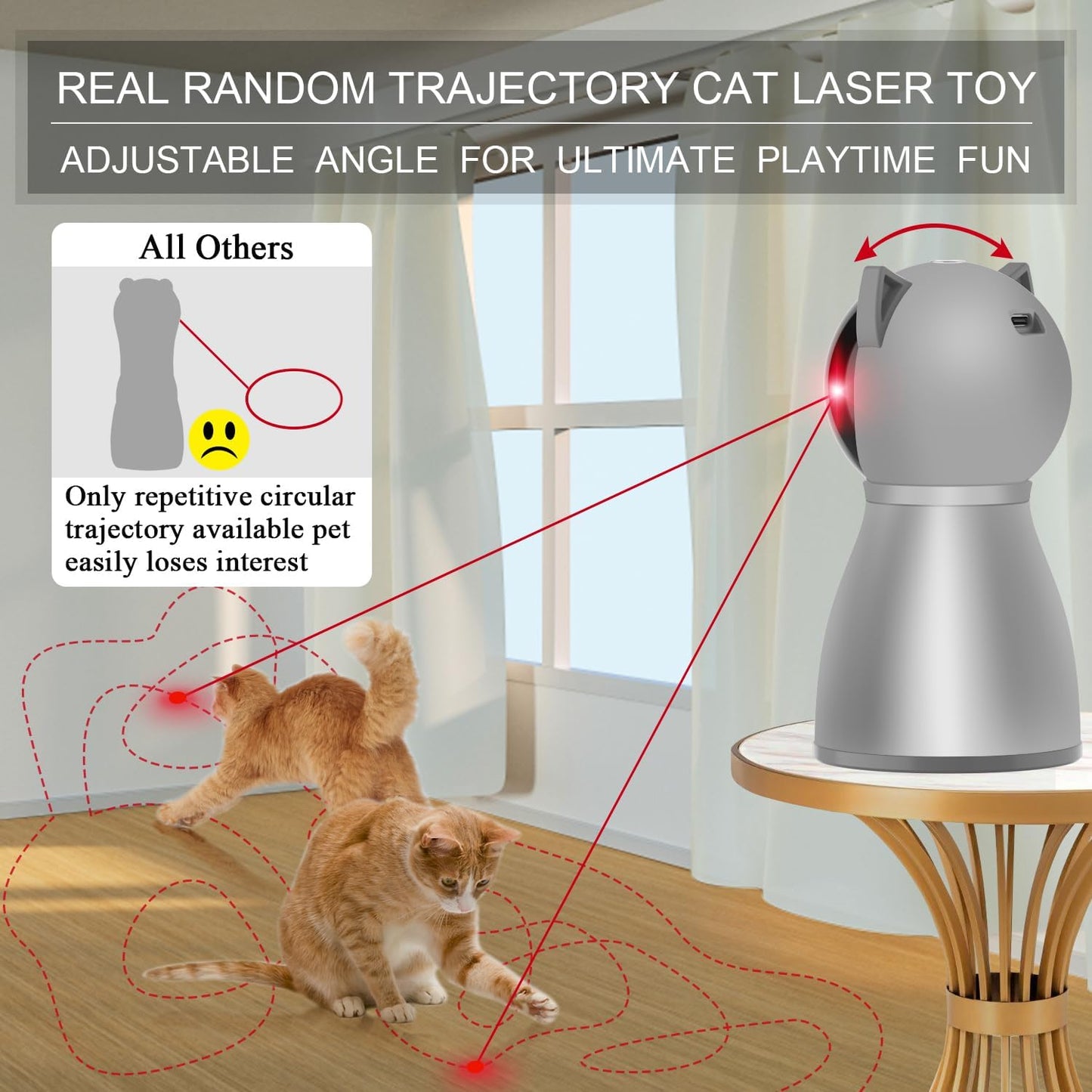 Laser Cat Toys for Indoor Cats,The 4Th Generation Real Random Trajectory Motion Activated Rechargeable Automatic Cat Laser Toy,Interactive Cat Toys for Bored Indoor Adult Cats/Kittens 
