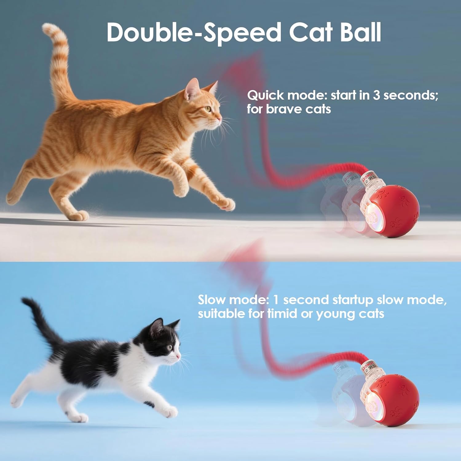 Interactive Cat Toys for Bored Indoor Cats - Motion Activated, RGB Lighting, 2 Speed Settings & 3 Modes - for Cats & Kittens!