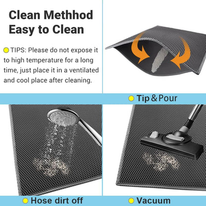 Double Layer Waterproof Cat Litter Mat - Urine-Proof Trapping Mat (Gray, 24 x 15 Inches)
