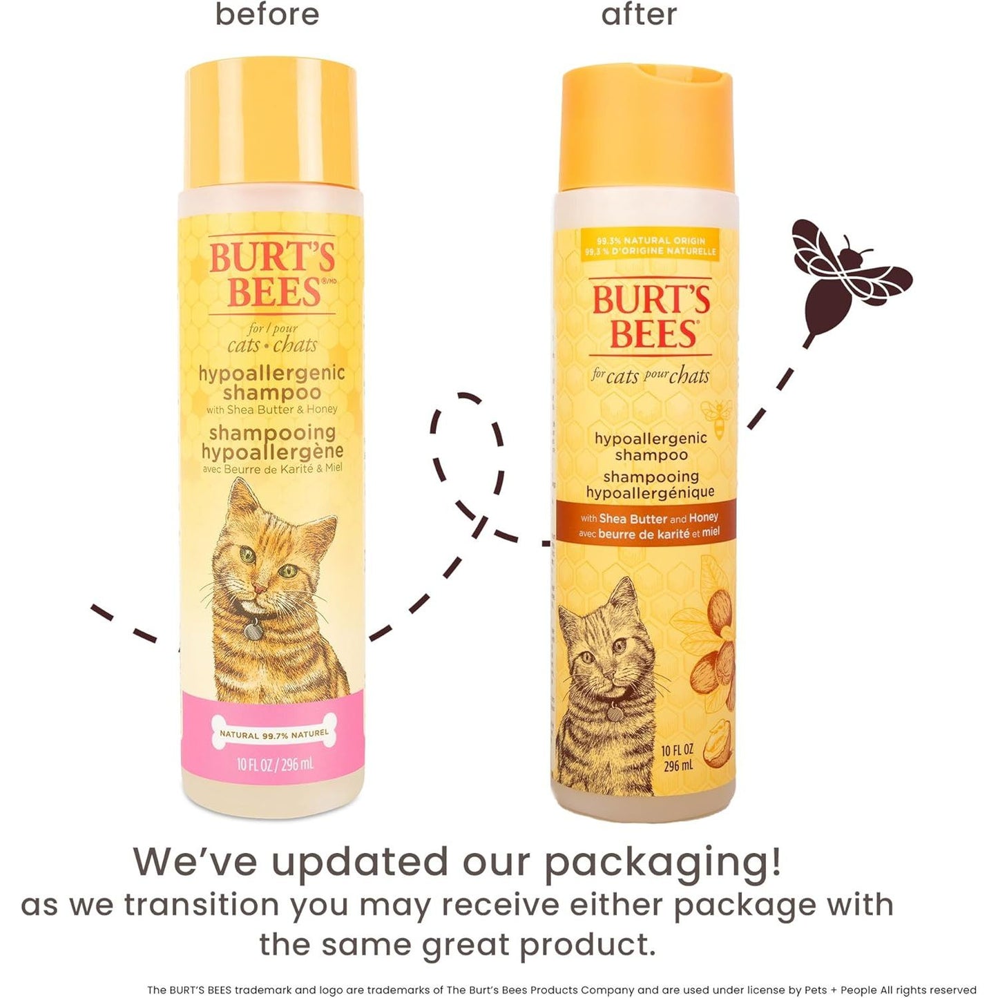 Burt’S Bees for Pets Hypoallergenic Cat Shampoo with Shea Butter and Honey, Gentle Kitten Shampoo for Indoor Cats with Dry or Sensitive Skin, Cat Bathing Supplies, 10 Fl Oz
